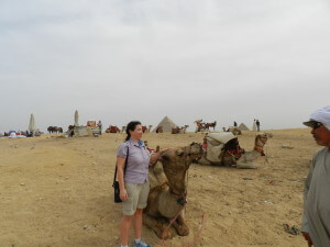 jenny pets a camel