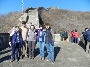 family at great wall of China