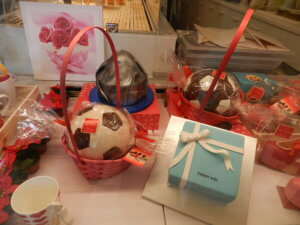 chocolate soccer ball in Milan bakery