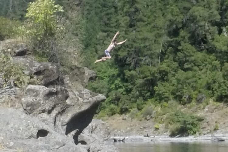 Jumping off the rocks