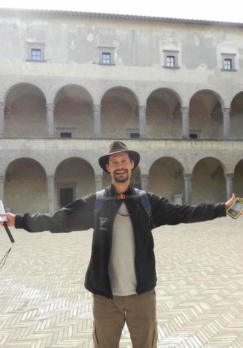 Frank in Odescalci castle courtyard.